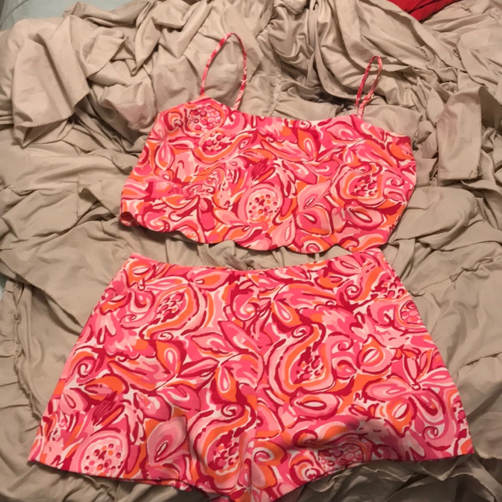 Lilly Pulitzer 2 Piece Crop Top and Shorts Set